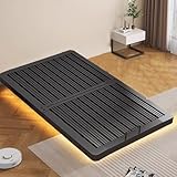 ベッドフレーム 浮いてる ベッド 空中ベッド セミダブルサイズ フローティングベッド ステージベッド フレーム 人感センサーライト付き 間接照明 LEDライト スタンダードベッド ロータイプ 高密度 金属製 黒 簡単組立【ブラック 120×200cm (セミダブルサイズ用)】