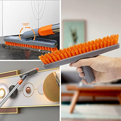 Grout Brush With Adjustable Long Handle,Swivel Cleaning Grout Line Scrubber V-Shaped Stiff Bristles Grout Cleaner Corner Brush For Bathroom Tub Tile Shower Hard To Reach Areas #TOP3