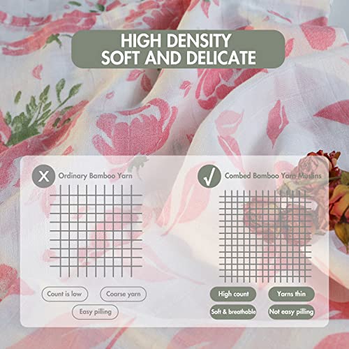 Image of GLLQUEN BABY Receiving Blanket Boy Cotton Muslin Swaddle Blankets Girl Newborn Squares Breathable & Soft Thin Baby Blankets Cloths Double Absorbent Infant Swaddling Wrap - 6 Pack (Flower)