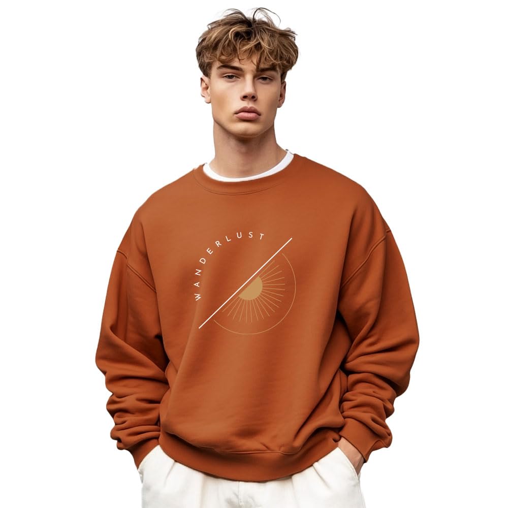 nobero Printed Oversized Sweatshirts for Men | Winter Sweatshirts Loose Fit Casual Pullover Sweatshirts Men Stylish | Soft Cotton Blend Long Sleeve Crewneck-picture-12