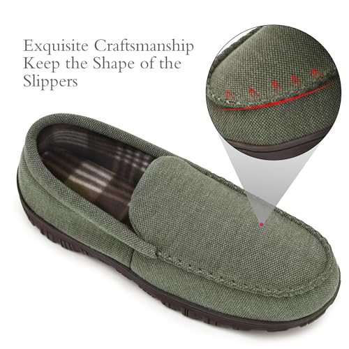 Image of shoeslocker Mens Slippers Microsuede Moccasin Memory Foam House Shoes green 14, 3haogreen-14