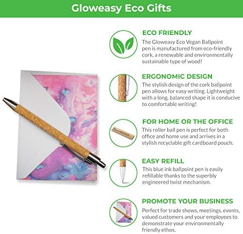 Gloweasy Eco Gifts Vegan Ballpoint Pen Cork and Aluminium Eco Friendly Organic with Blue Ink
