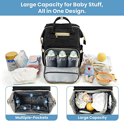 Kompoll Diaper Bag Backpack, Multifunction Waterproof Large Travel Baby Changing Bags Travel Back Pack For Dad/Mom, Baby Stuff Organizer Backpack With Changing Station, Baby Registry Search (Black) #TOP1