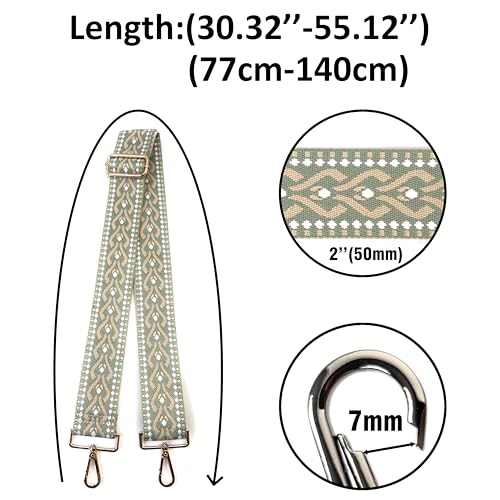 Image of Purse Strap Replacement for Crossbody Bags & Handbags | Premium Webbing with Light Gold Hardware Clip-On Installation Adjustable Length Comfortable Wide Guitar Style Strap