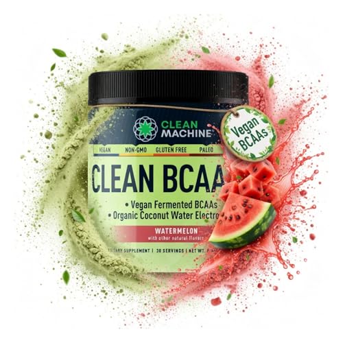 Clean BCAA - 2:1:1 Food Sourced BCAAs Powder & Coconut Water Electrolytes Recovery & Amino Energy Supplement - Award Winning Vegan Amino Acid Supplement - 30 Servings - Watermelon
