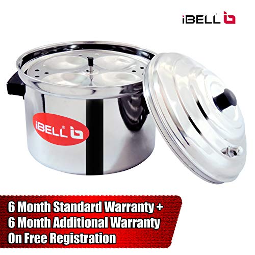 IBELL-Stainless-Steel-Idly-Cooker-Induction-and-Gas-Stove-Compatible-Idli-Maker-Silver-16-Idlies-4-Plates