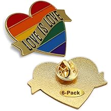 6/Pcs Heart Pride Rainbow Lapel Pins Bulk -Love is Love - LGBT Enamel Gay Progress Pin Brooch Badge for Men Women Clothes Bags Hats