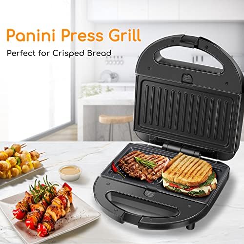 Aigostar Waffle Maker 3 in 1, Deep Fill Interchangeable Non-Stick Cooking Plates, Panini Press & Grill, Toastie Sandwich Toaster, Waffle Iron, Power/Ready Indicator Lights, Locking Latch - Robin