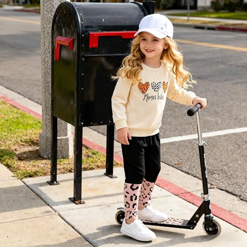 Image of Kids Toddler Girl Clothes Heart Letter Print Long-sleeved round collar top+Letter Print Pants Outfits Set