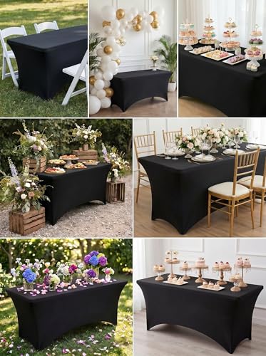 Utopia Kitchen Spandex Tischdecke 2er-Pack [6FT, Schwarz] Enge, Passgenaue, Waschbar und Faltenfrei Tischdecke Outdoor für Veranstaltung… – Ansicht 4