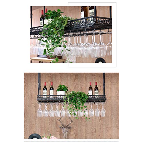 Étagère à vin en métal JATIBOSH porte-verres suspendus porte-bouteilles mural cuisine 120cm