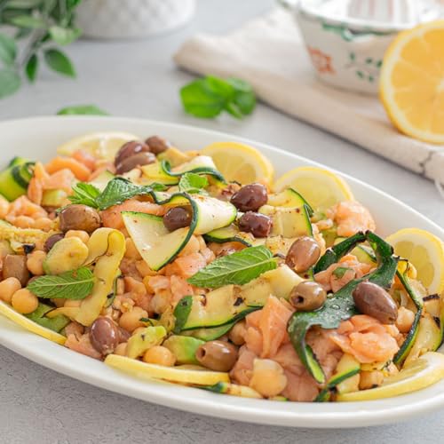 Insalata di zucchine grigliate con salmone e ceci