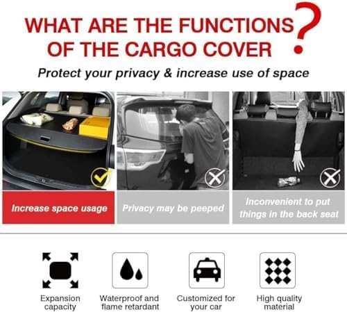 LINGYUE Car Retractable Rear Trunk Parcel Shelf for Smart 451 Fortwo 2007 2008 2009 2010 2011 2012 2013 2014,Luggage Shade Shield Cargo Security Cover Curtain,Car Accessories