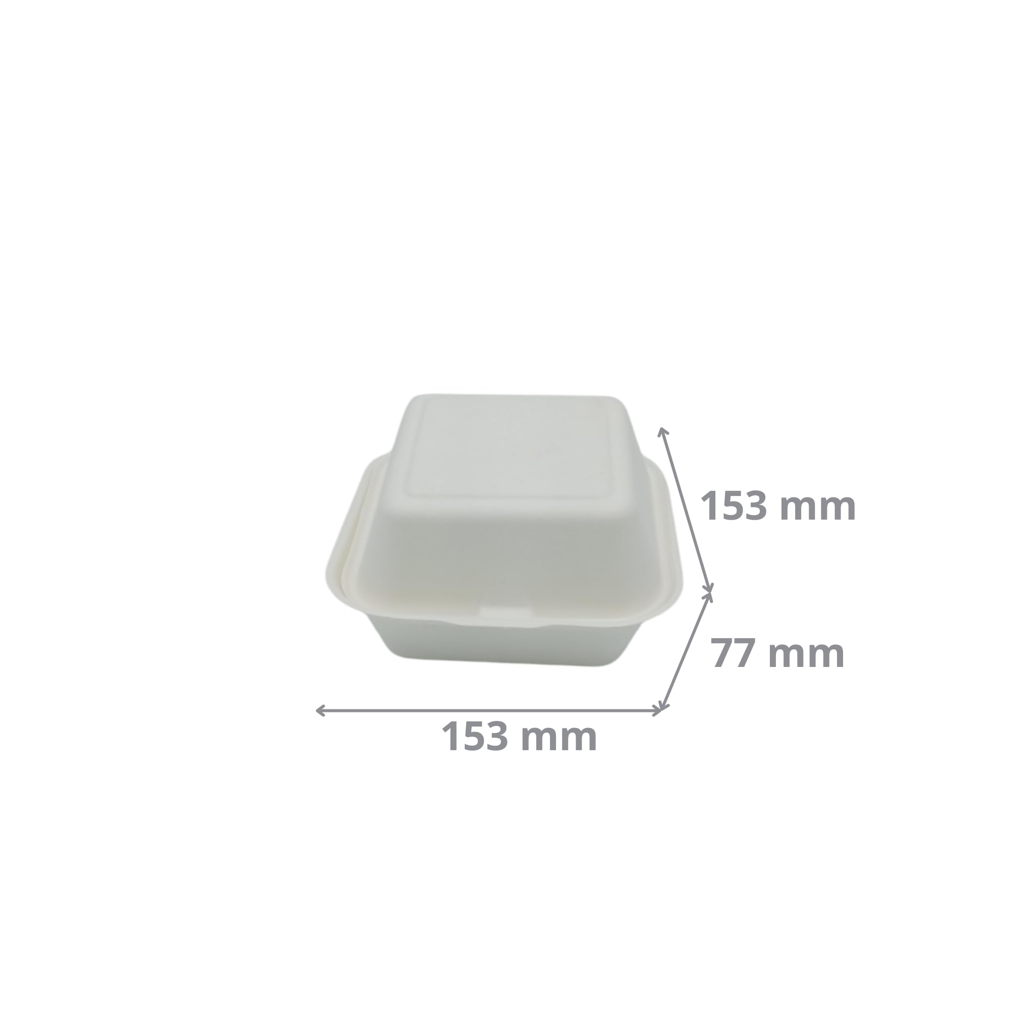 Générique 500 Boîtes à Burger Carrées en Fibre de Canne 15,3x15,3x7,7 cm - Coques Écologiques, Résistantes et Idéales pour Plats à Emporter
