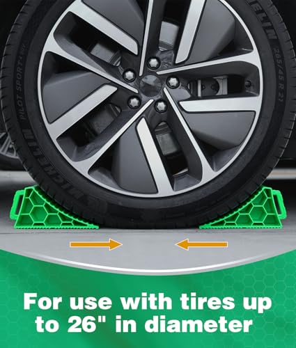 Image of PAHTTO Wheel Chocks 4 Pack, RV Chocks with Handles for RV Trailer Camper Car Truck, Wheel Block Stopper for Tire, Strong RV Wheel Chocks Hexagonal Honeycomb Structure, RV Trailer Accessories, Green