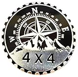 4 x 4 Metal Automotive Badge 3D Metal Car Emblems Emblems Round Emblem Decals Car Badge Decals Stickers Compatible with Vehicles Jeep Wrangler Vehicles Trucks SUV RV Decorations (W N E-Rated)