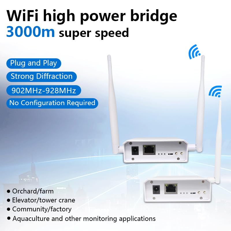WiFi HaLow Dual Band Wireless Bridge,2.4GHz & 5.8GHz Point to Point Outdoor WiFi Extender,3km Long Distance Powerful,IEEE 802.11ah Antenna Wifi Range Transmission Faster Speed and Stronger Penetration