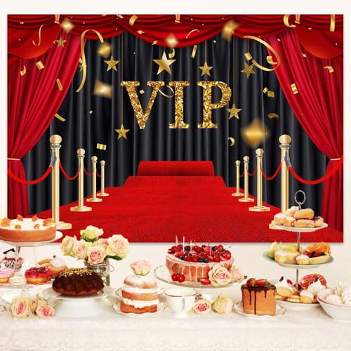 Fondo VIP Alfombra Roja 10x8ft Estrella Brillante Negro Oro miniatura 6