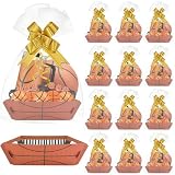 12 Set Basketball Basket for Gifts Empty, Basketball Theme Paper Tray with Cellophane Wrap Bag & Pull Bow, 2026 Basketball Senior Night Party Favor Sport Team Events Birthday Gift Snack Packaging