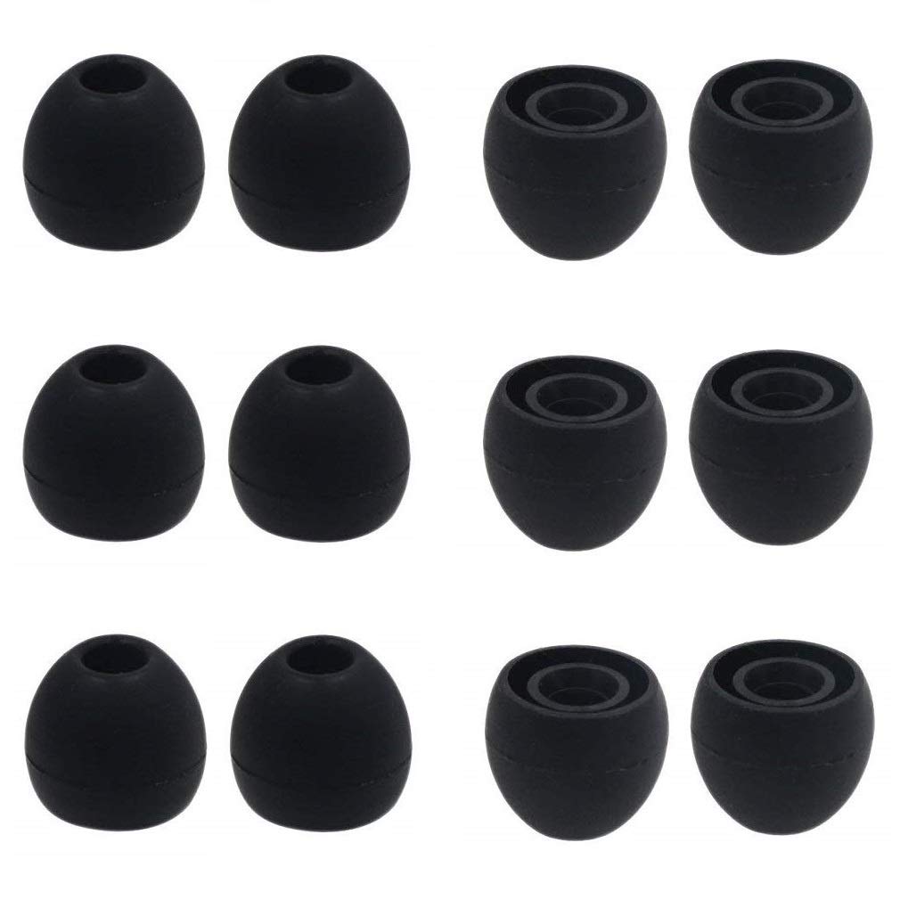 JNSASilicone Earbuds Ear Tips Covers Gels for Sony MDR,Sony XBA,Senso,Zeus,Otium,Hussar,Mpow Headphones,Black S