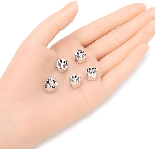 Miniatura 7 de 20 cuentas sueltas de agujero grande con símbolo de la suerte de zapato de caballo (agujero de 0.177 in), plata antigua para aretes, pulseras,