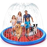 Lubolee Piscina Chorros Niños con Patrón de Red, Juegos de Agua Splash Pad para Niños & Perros, Chorros de Agua de Antideslizante - Juguete de Agua de Riego para Exterior Actividades (200cm)