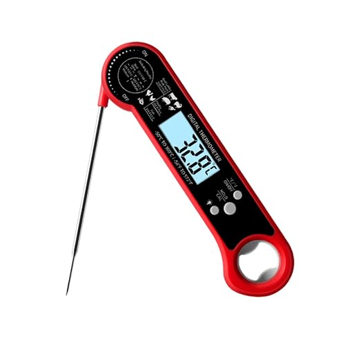 Termómetro digital de carne con lectura instantánea, retroiluminación LCD, IPX6 impermeable, sonda plegable para cocinar, hornear, asar y freír