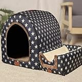 Niche extra large 2 en 1 pour chien, lit XL pour chien et chat - Lit pour chien et chat - Tente apaisante - Soulage l'anxiété - XXL - Niche igloo d'hiver chaude pour animal domestique (M-45 x 38 x 36