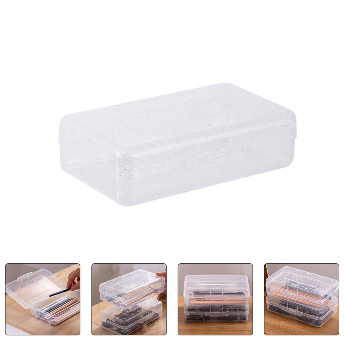SUPVOX Scatole di Plastica Trasparente Organizer per Cancelleria Ben Organizzato Set 6pezzi Coperchio Contenitori Impilabili per Festa Scuola Decor