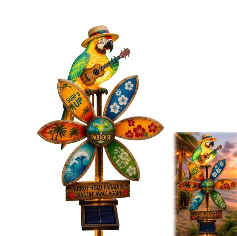 Solar Garden Stake Lights, Resin Parrot Solar Powered LED Ornament, Waterproof Weatherproof Outdoor Landscape Lamp 45×15cm Auto On Off Decor for Lawn Path Flowerbed Patio Planter Yard Outside