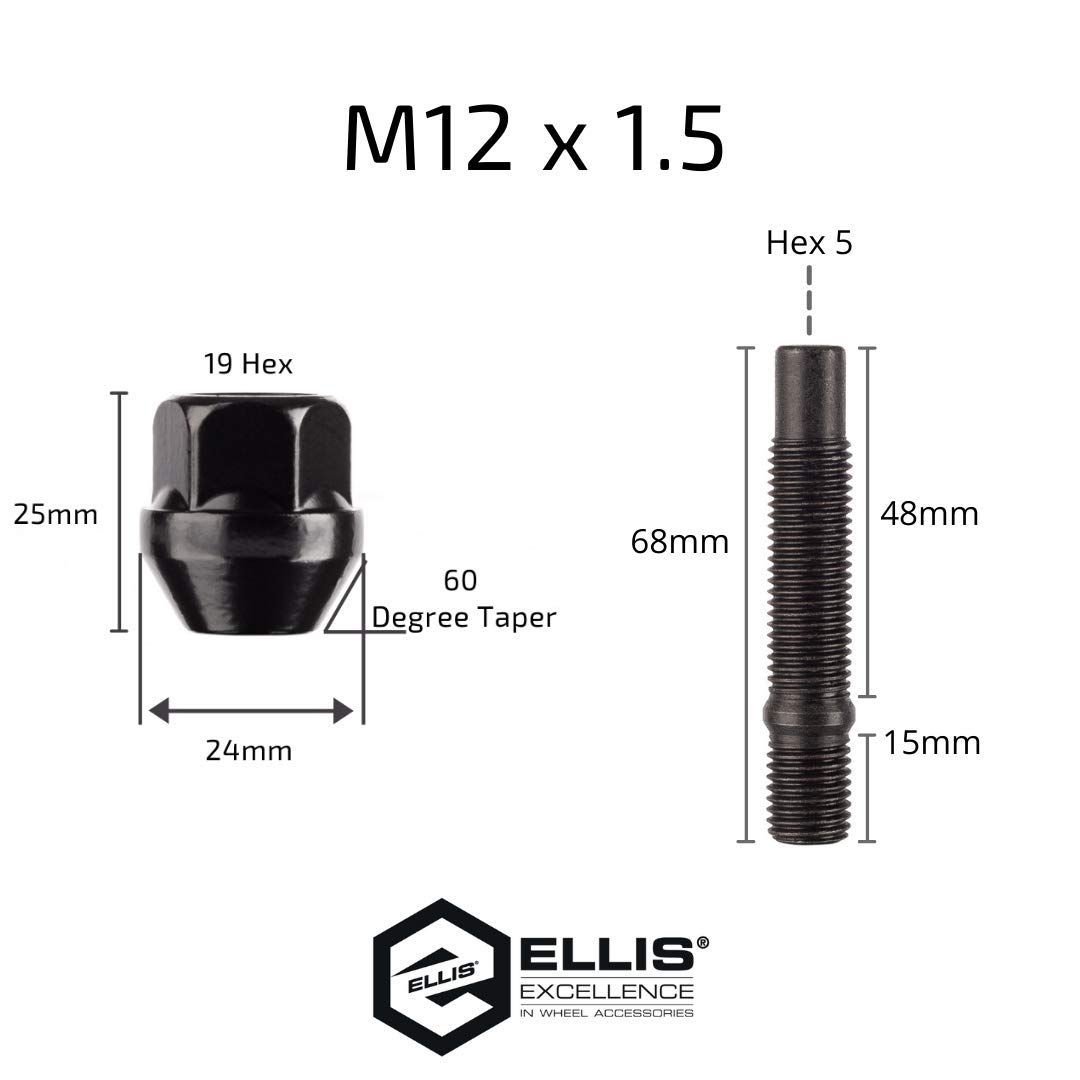 Ellis Excellence - Kit di conversione per dadi, compatibile con BMW precedenti al 2012 e altro (dadi da 68 mm)
