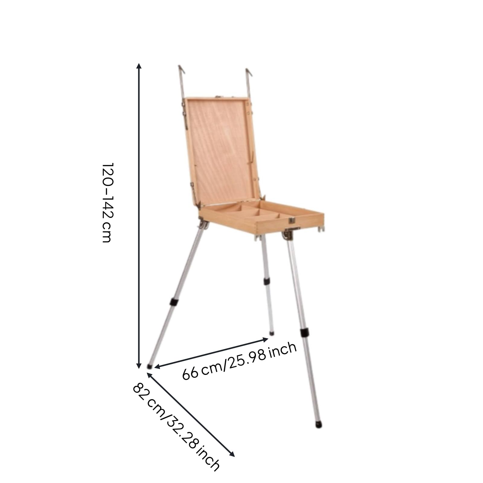 Maletín Pintura con Patas Ajustable Caja Caballete Portátil Resistente Caballete Plegable para Artistas, Pintores