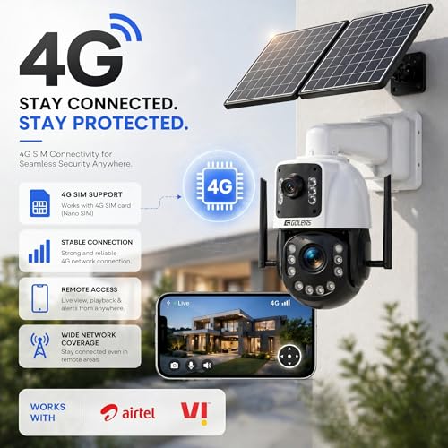 Image of V65H 4G Solar PTZ Camera 2MP Dual Lens with 20X Optical Zoom | AI Human Detection | Auto Tracking | 2-Way Audio | Night Vision | 100m Range | Waterproof Outdoor CCTV Camera with Solar Panel & Battery