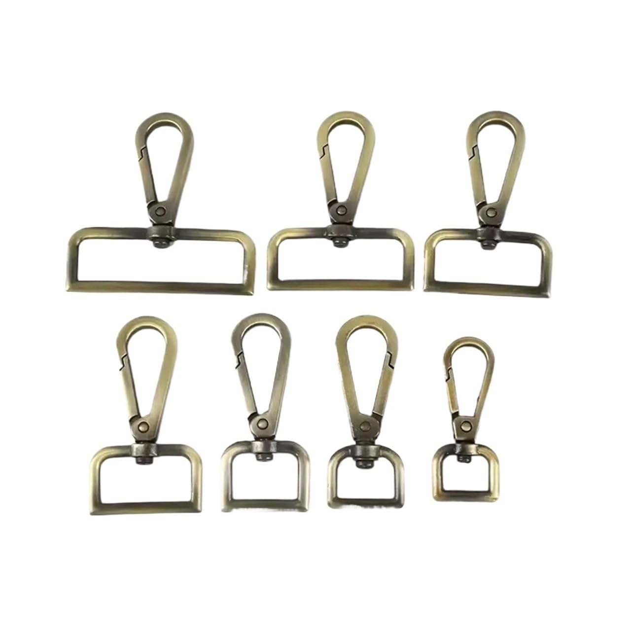 PVUVTNAHW 100Pcs 16/20/26/32/38mm Metal Buckles Bag Strap Lobster Swivel Carabiner Snap Hook Collar KeyChain(F2-10-Brass,32mm)