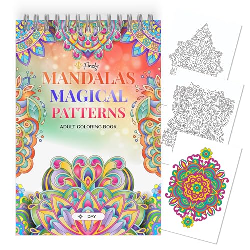 Finoly Libro Mandala da Colorare Adulti Magical Patterns 30 llustrazioni Originali | Libri Mandala da Colorare per Adulti A4 | Album Mandala da Colorare Carta Premium | Rilegatura a Spirale
