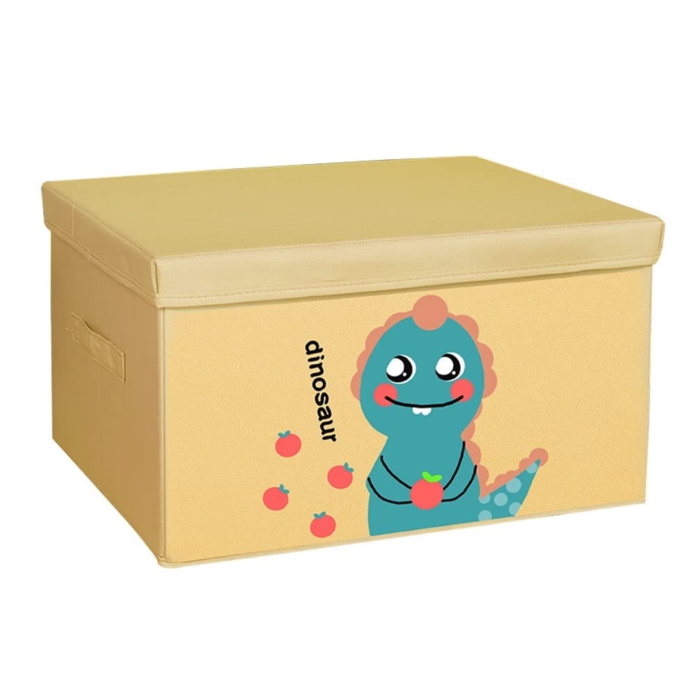 ETRGFTHU Foldable Storage Box Household Cartoon Sundries Storage Large Capacity Clothes Organizer Under-bed Book Storage Dustproof with Cover(Yellow,40cm*30cm*25cm)