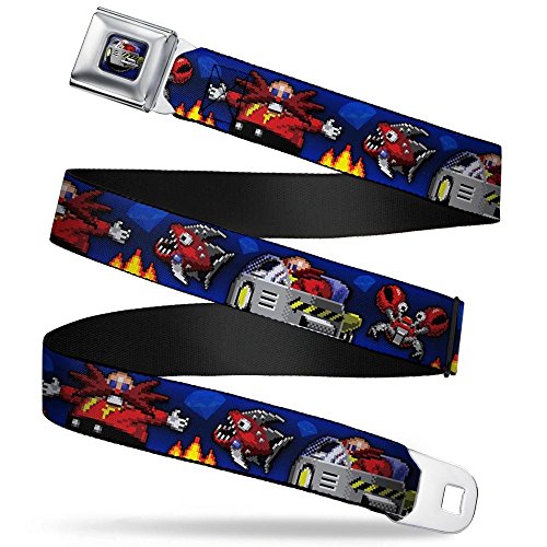Buckle-Down Cinto de segurança – Doctor Eggman/Chopper/Caranguejo Pixelated Blues – 2,54 cm de largu