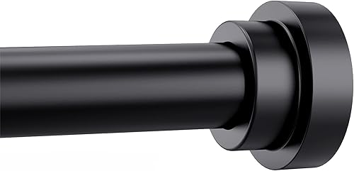 Barra de cortina de ducha de 31 a 89 pulgadas, 1 pulgada de diámetro, ajustable, color negro mate, varillas telescópicas de acero inoxidable para