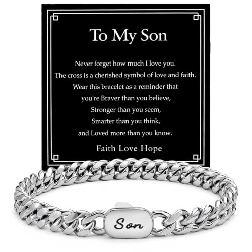 Joykee Gifts to My Son Cuban Chain Bracelet 16/18 Birthday Gifts