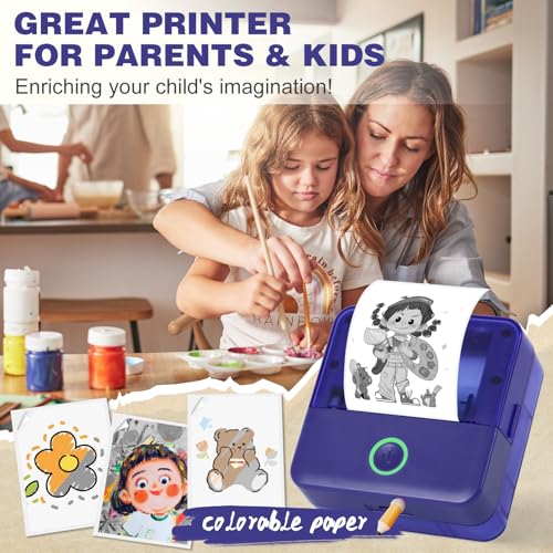 Image of cudinham Print Pods Mini Printer, Sticker Printer with 10 Rolls Thermal Printing Paper, Inkless Pocket Printpod for Phone, Impresora Portatil for Notes, DIY, Compatible with iOS & Android (Purple)