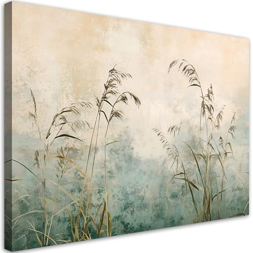 Feeby - Leinwand Bilder - Gräser und Pflanzen - 120x80 cm - Deko Wohnzimmer - Wandbilder Schlafzimmer - Deko Aesthetic - Wand Deko - Leinwand Groß - Deko Zimmer - Leinwandbilder XXL