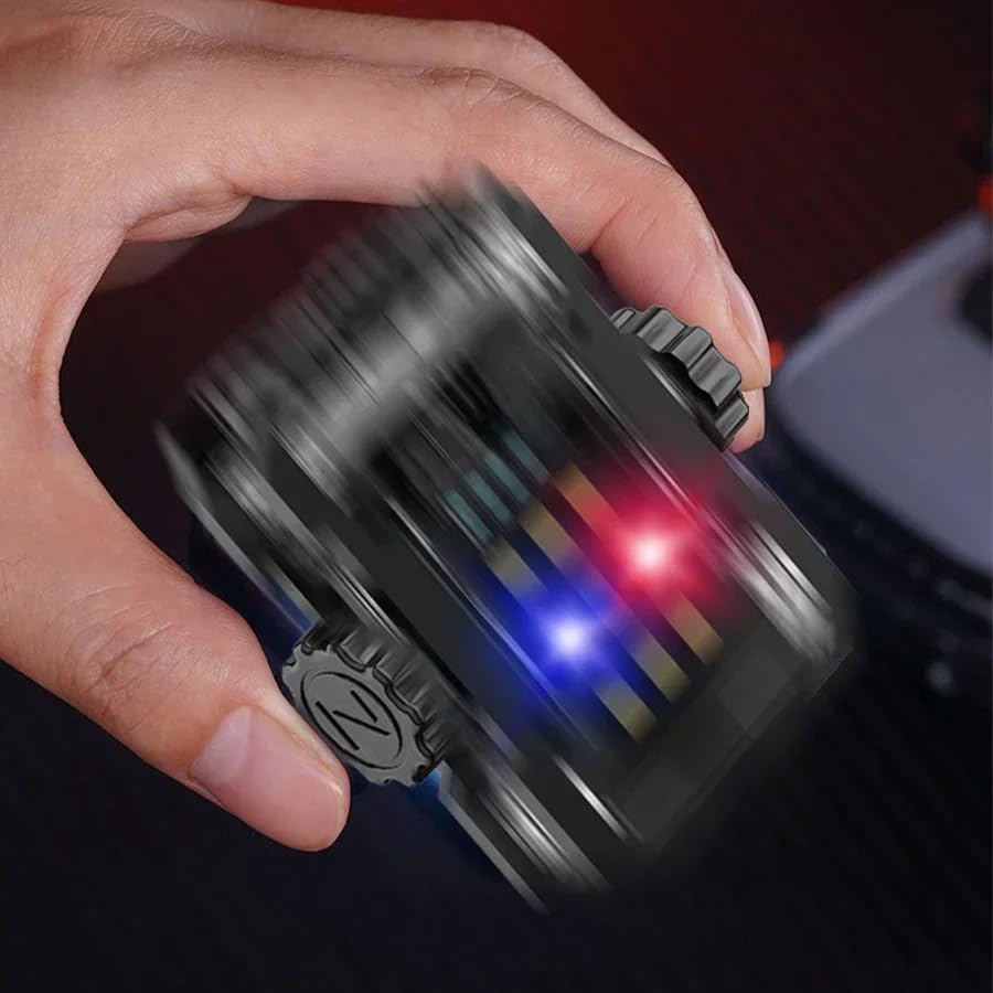 Image of Mini EDC Flashlight 1000 Lumens - Rechargeable Keychain Light with COB LED, USB, Magnetic Base, and Spinner - Small, Powerful Torch for Camping and Pocket Use