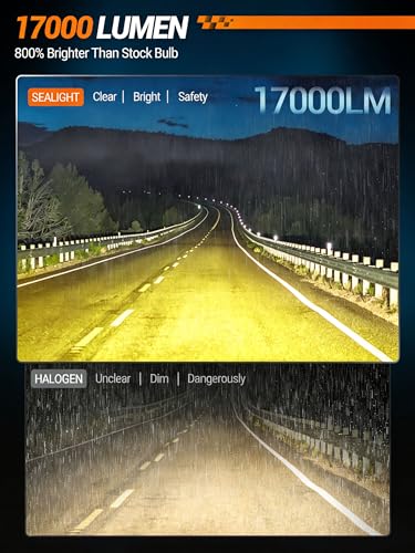 Image of SEALIGHT H10 9140 9145 LED Fog Light Bulbs, 17,000LM 800% Brighter H10 LED Fog Lights, 3500K Amber Yellow Strong Light Penetration, Super Bright, Plug and Play
