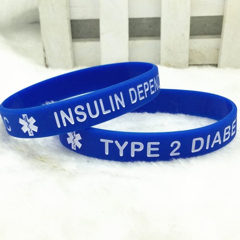 JOYID Blood THINNER Diabetic Type 1/2 Rubber Medical Alert ID Emergency Bracelet Warning Wristband Bracelets4