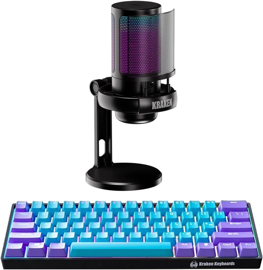 Kraken Pro 60 Purple Rain Edition 60% Mechanical Keyboard + Kraken Echo RGB Gaming Microphone