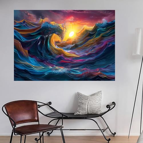 Peinture d'art abstrait ocean pour une ambiance zen et moderne dans votre salon 40x60cm - 2