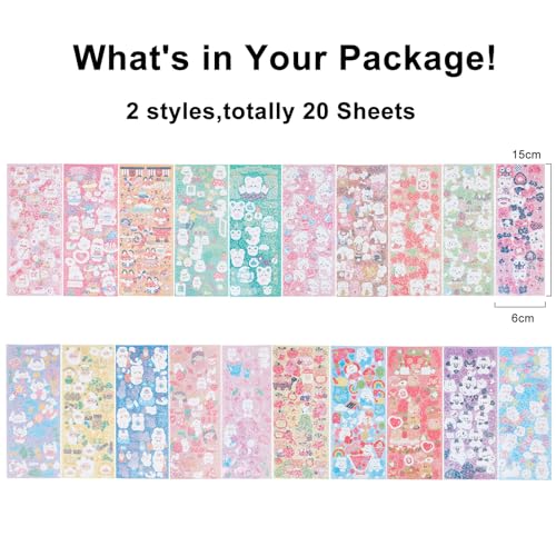 NICENEEDED 20 Sheets Cute Rabbit Kpop Photocard Decorative Stickers, Lovely Rabbits Korean Sticker Decal - Image 2