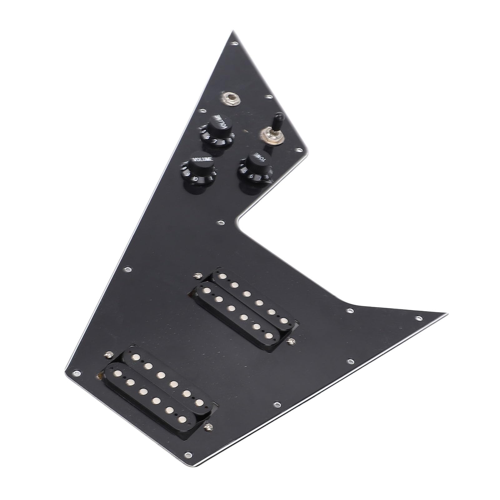 Jeffergarden Zestaw Maskownic ze Stali Nierdzewnej Kill Switch Loaded Pickguard Konfiguracja HH dla Gitar Flying V z dzieloną cewką, Mini Humbuckerem, Magnesami Ceramicznymi, Kostkami do Gitary