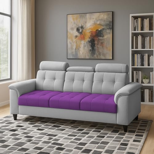 Image of Casaliving Ella 3 Seater Sofa Set for Living Room (Purple Grey Colour Fabric) Premium Fabric Sofa