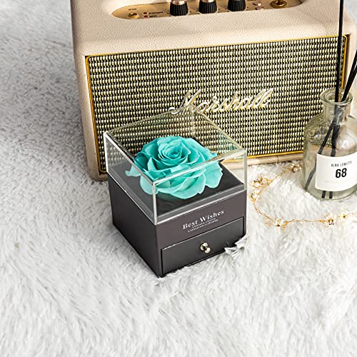 Sunia Preserved Real Rose Eternal Rose With I Love You 100 Language Necklace, Enchanted Real Rose Flower For Valentine's Anniversary Wedding Mother's Day Birthday Romantic Gifts For Her #TOP5